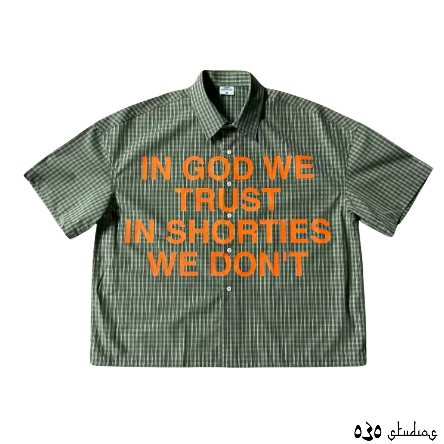 In God We Trust short-sleeve button-up shirt
