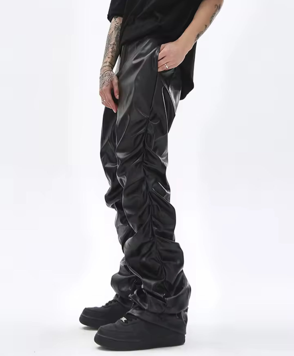 Stacked Leather Pants