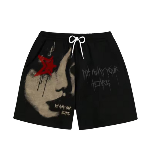 Black Graphic Shorts