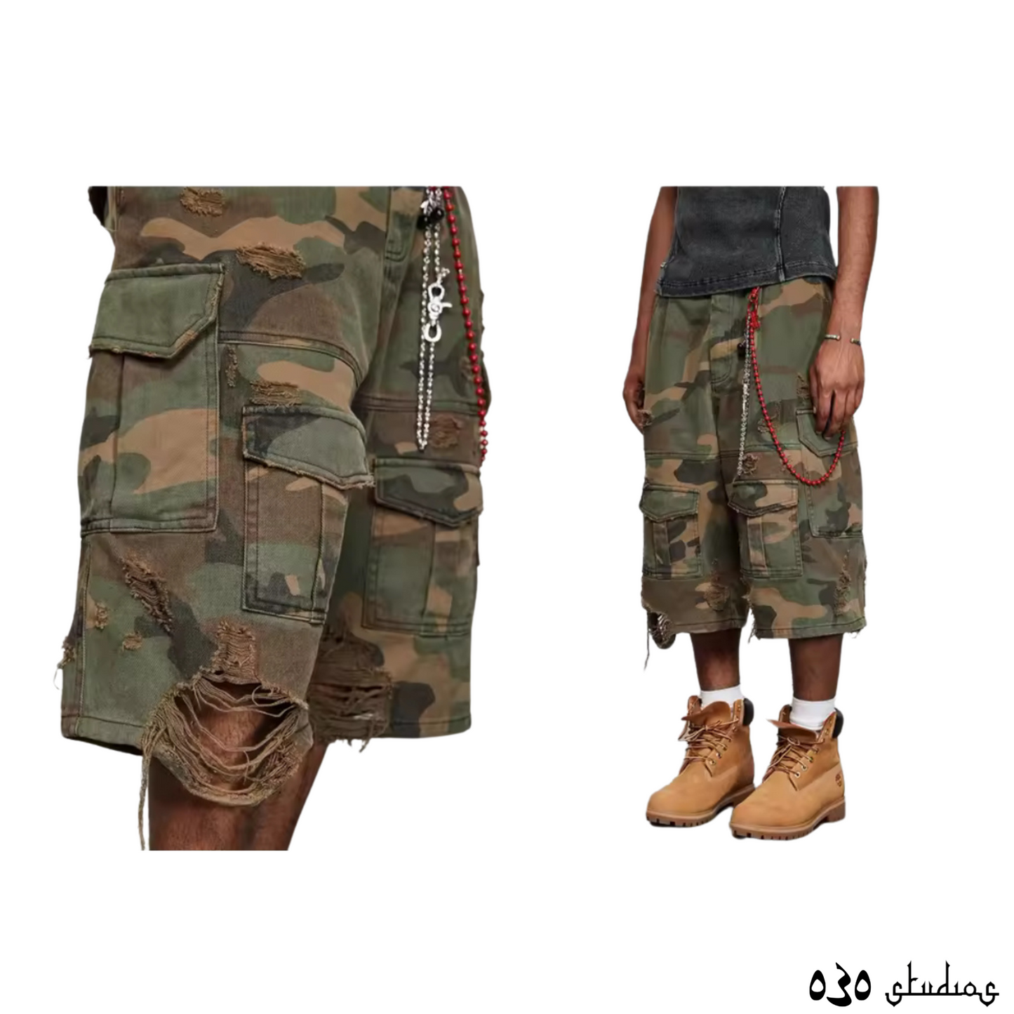 Camo Baggy Ripped Jeans