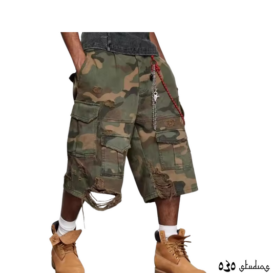 Camo Baggy Ripped Jeans